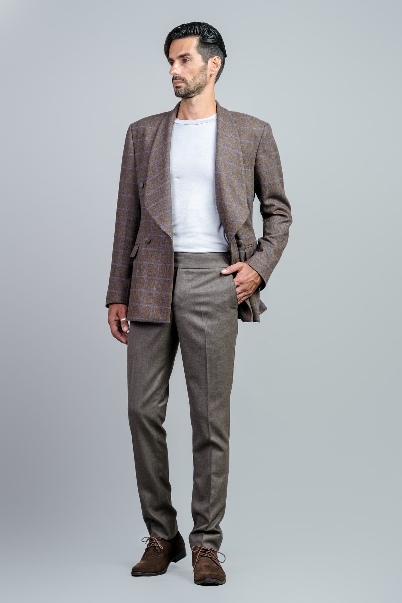 JACKET CARO CHOÀNG QUA VẢI DẠ