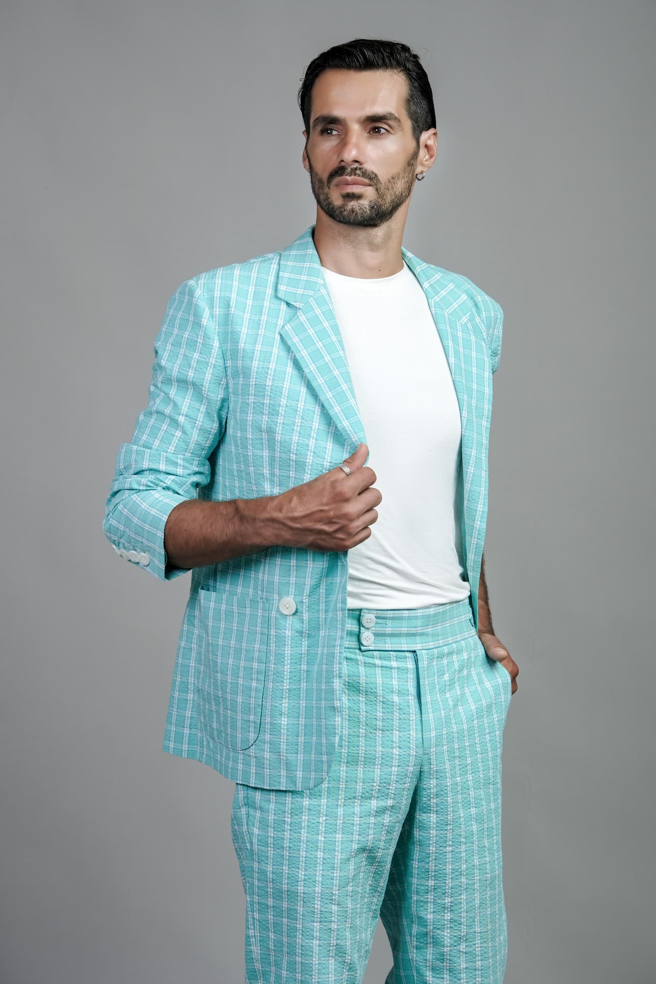 SUMMER BLUE CHECK JACKET