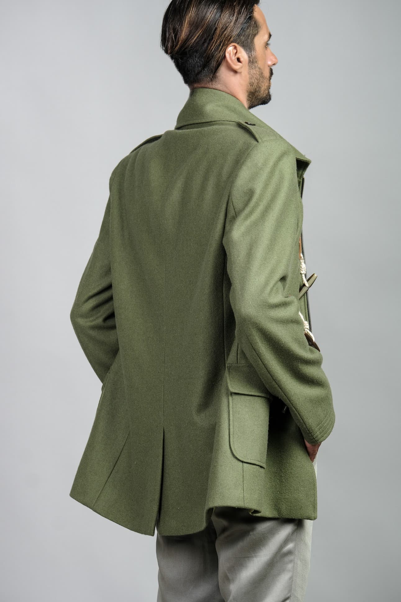 VICTORY GREEN DUFFLE WOOL BLEND COAT