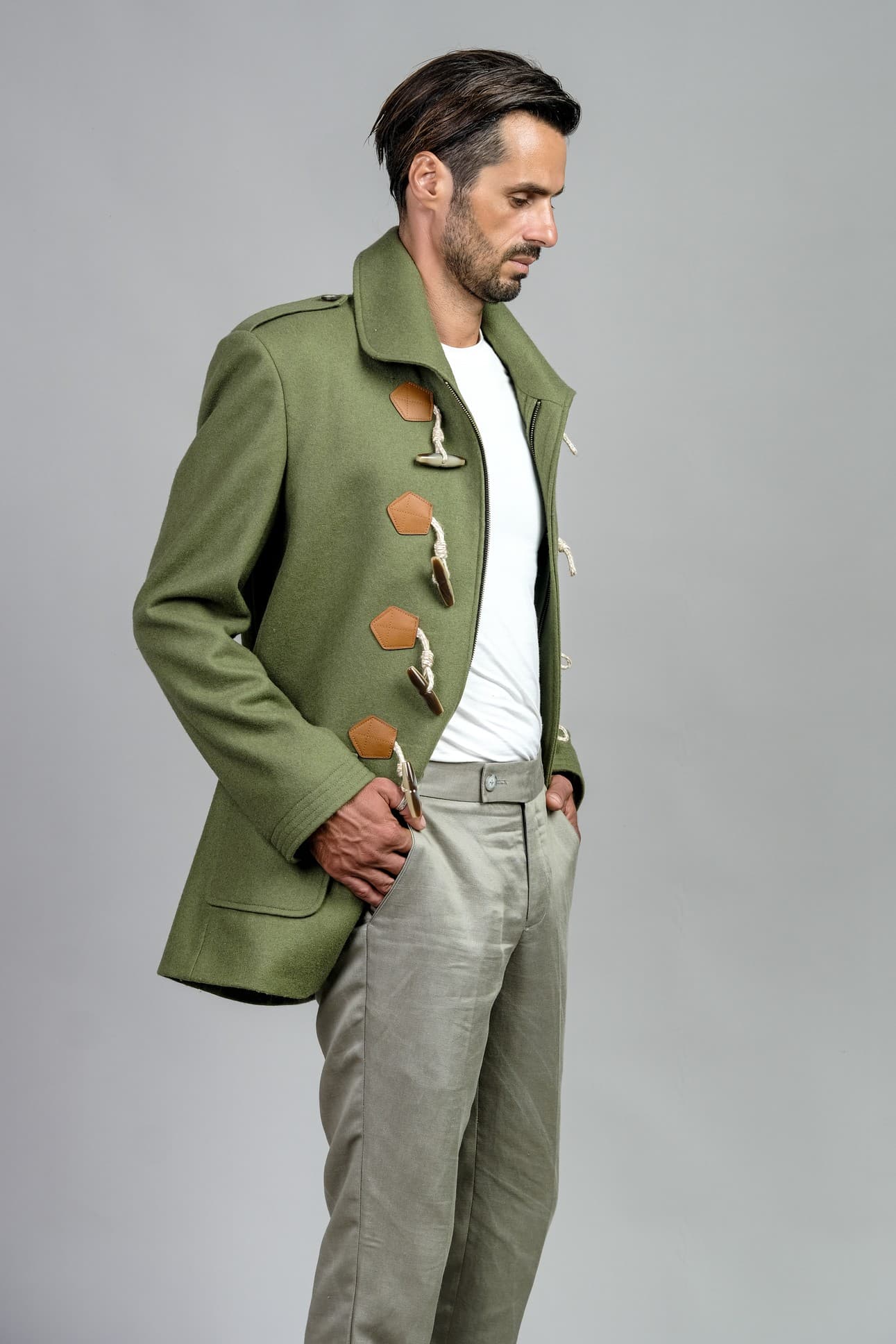 VICTORY GREEN DUFFLE WOOL BLEND COAT