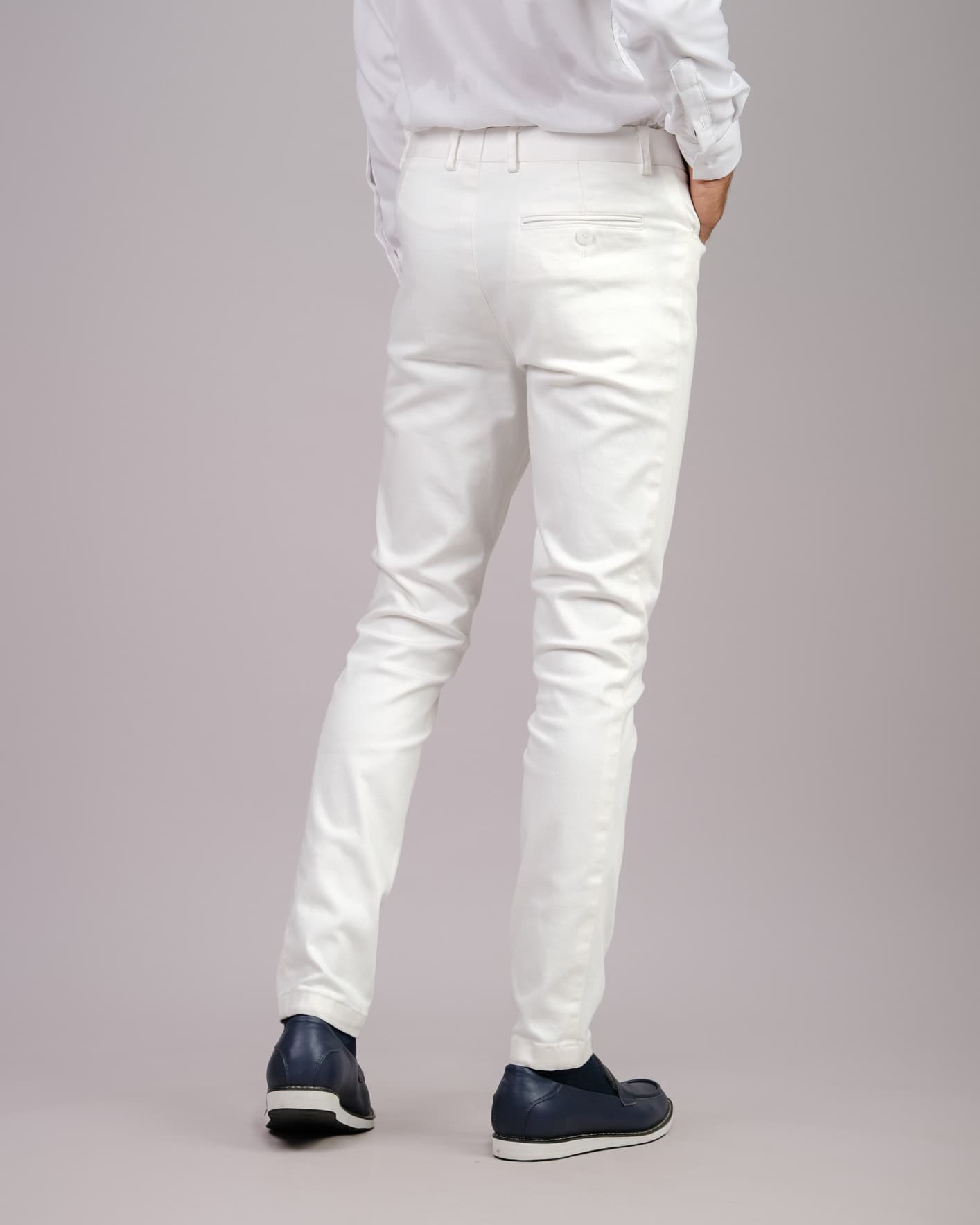 WHITE CHINO SLIM-FIT PANTS