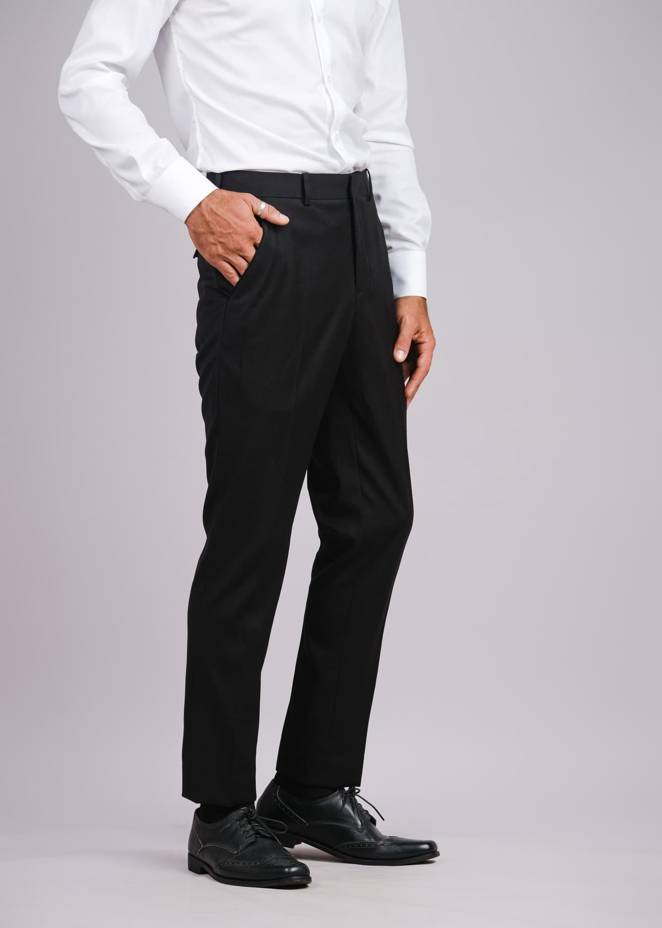 CLASSIC ELEGANCE BLACK WOOL TROUSERS