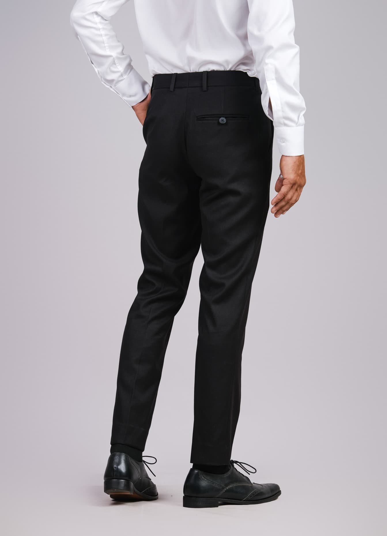 CLASSIC ELEGANCE BLACK WOOL TROUSERS