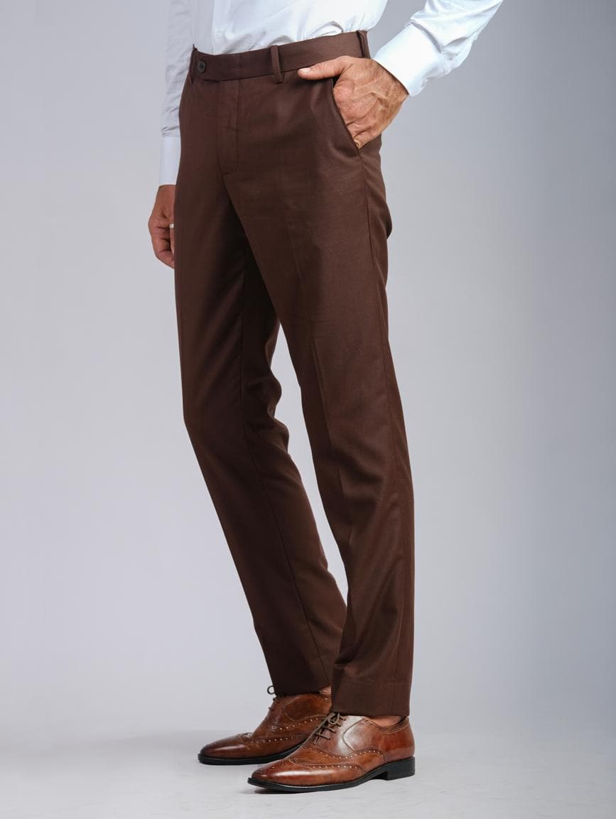 LUXURIOUS BROWN ITALIAN WOOL TROUSERS