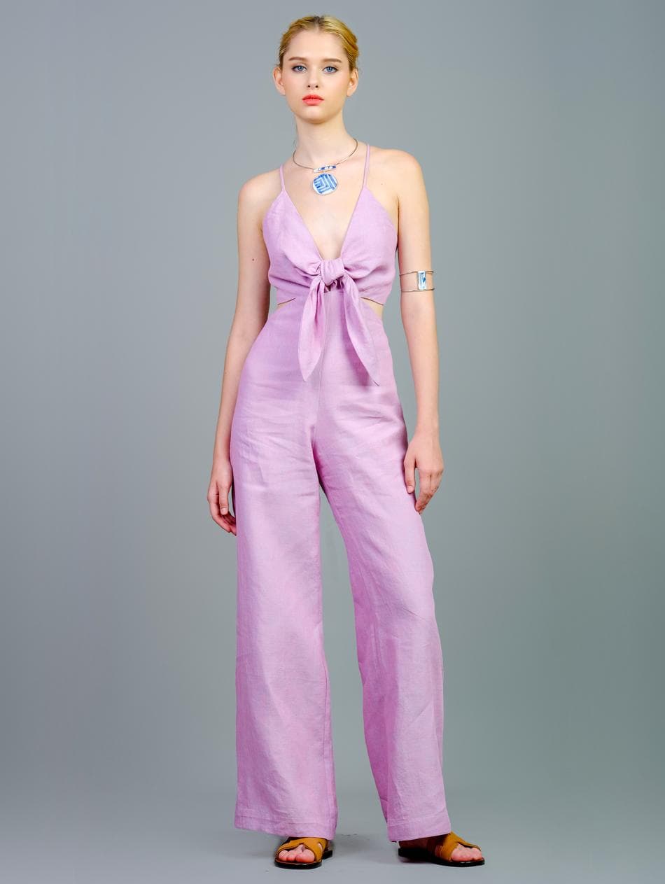 PINK SUMMER LINEN JUMPSUIT