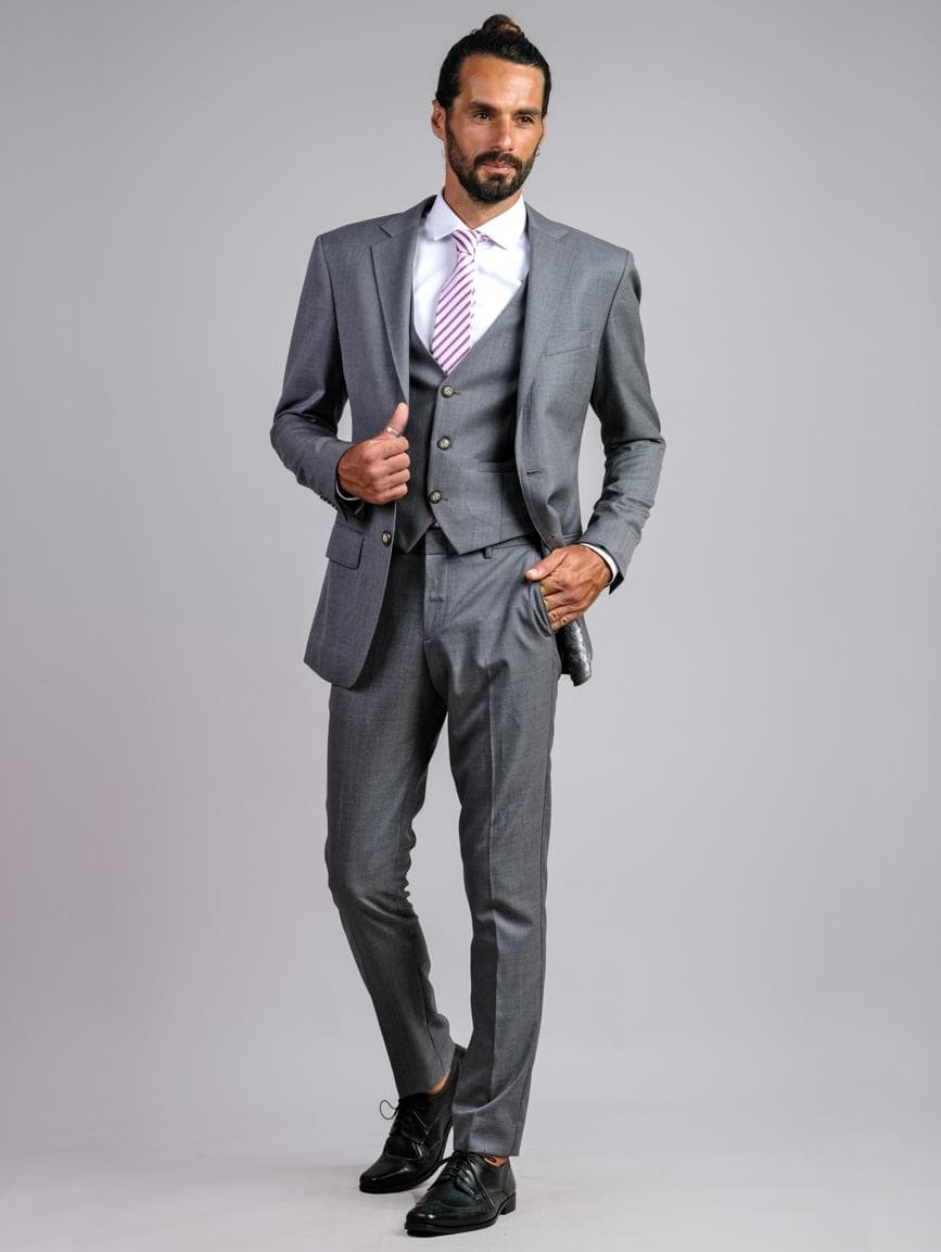 LUXURIOUS DARK GREY ITALIAN 3-PIECE SUIT