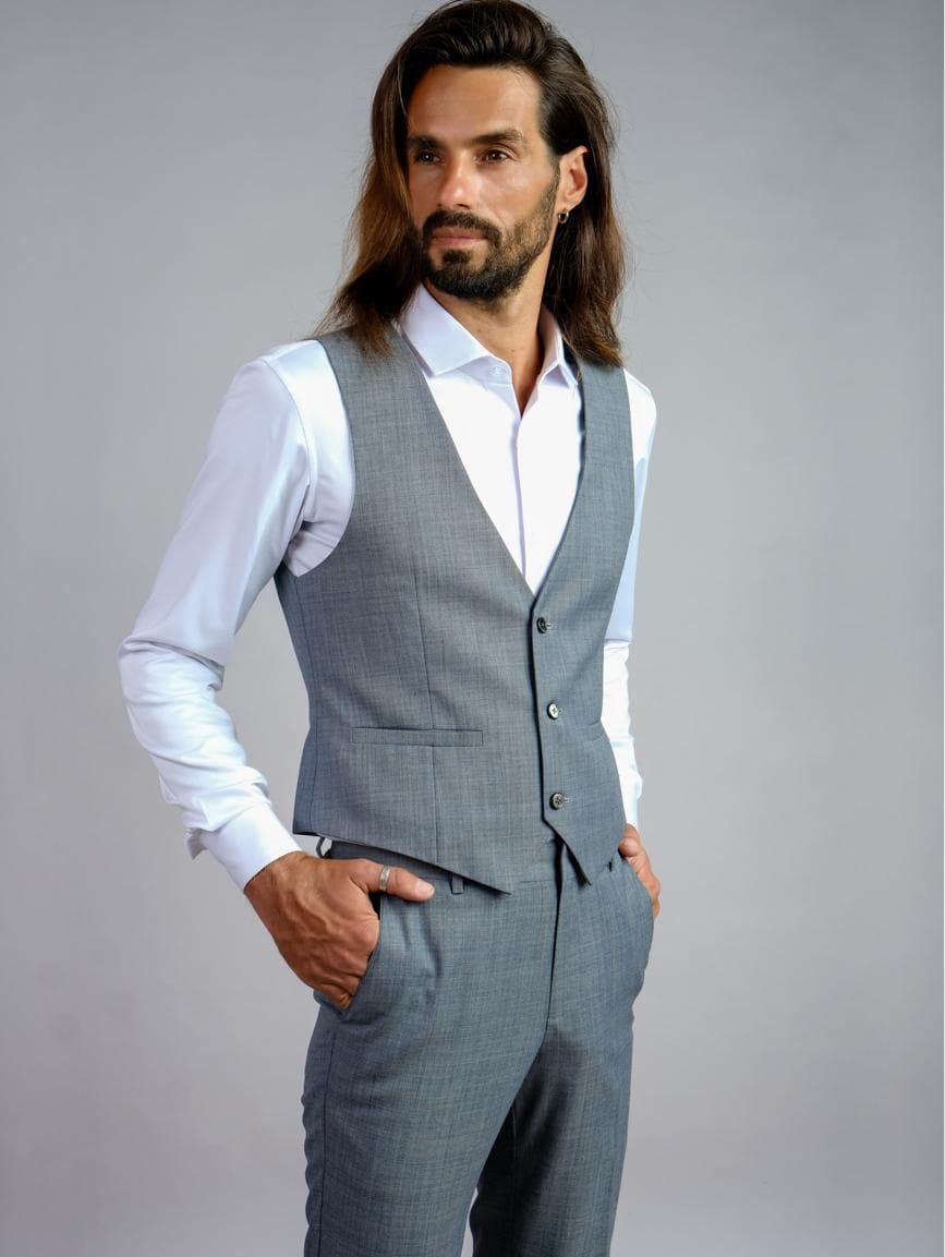 LUXURIOUS GREY ITALIAN WOOL WAISTCOAT