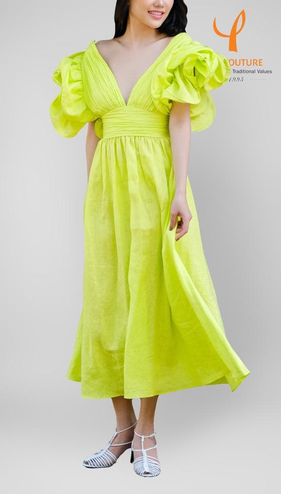 LIME GREEN MIDI DRESS