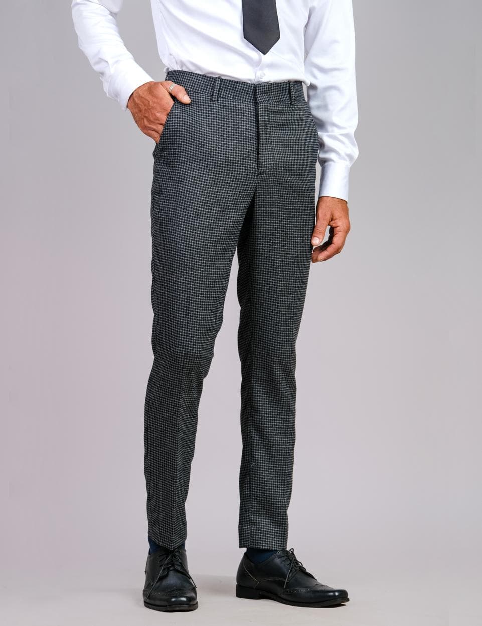 ELEGANT HOUNDSTOOTH WOOL TROUSERS