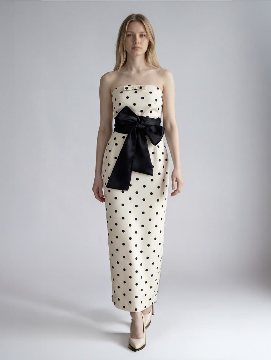 POLKA DOT COLUMN DRESS