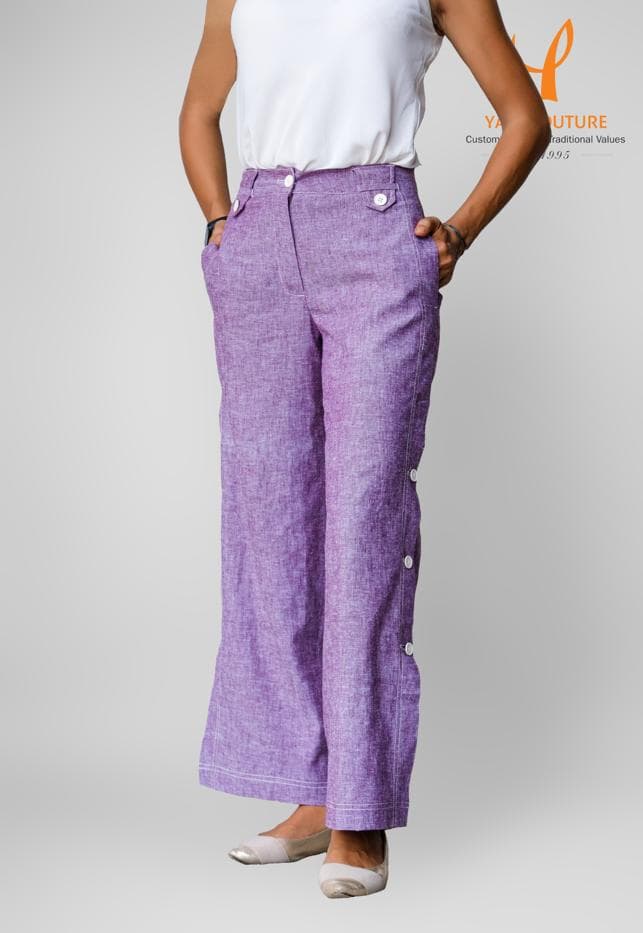 STYLISH PURPLE LINEN TROUSERS