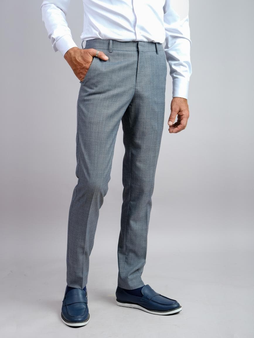 LUXURIOUS GREY ITALIAN WOOL TROUSERS