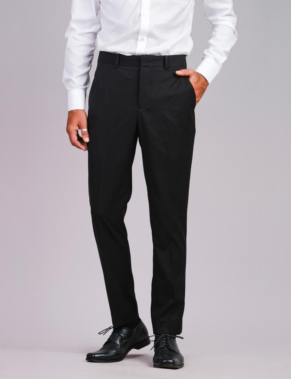 CLASSIC ELEGANCE BLACK WOOL TROUSERS