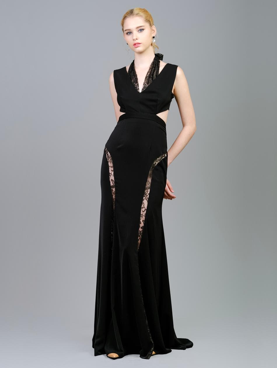 ĐẦM ĐEN CUT-OUT EO PHỐI REN