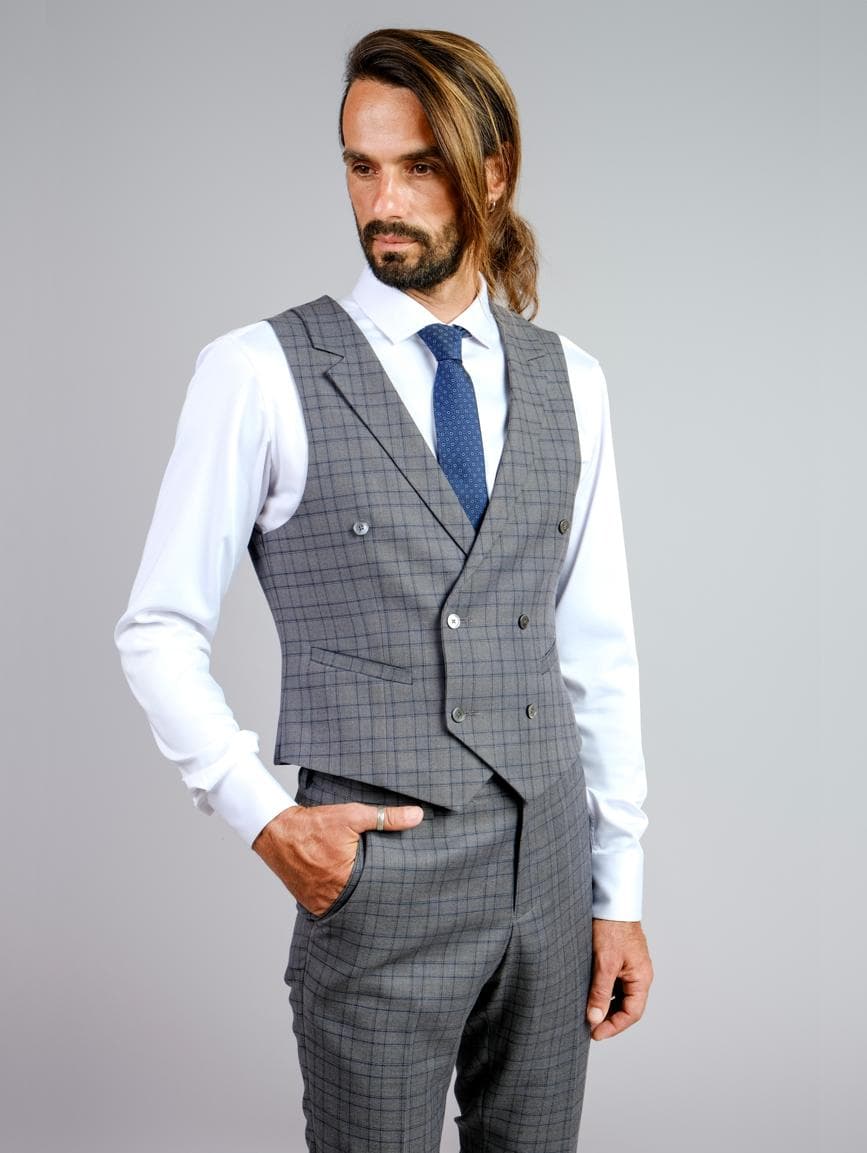 GREY CHECK WAISTCOAT