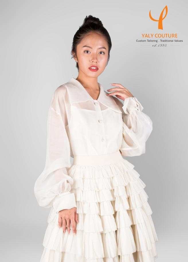 CREAM WHITE ORGANZA BLOUSE