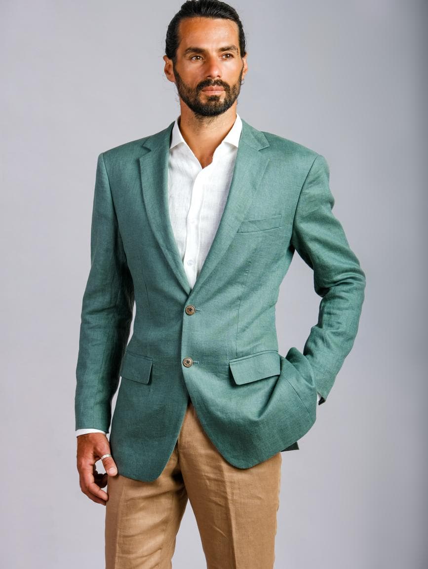 CASUAL GREEN 100% LINEN JACKET