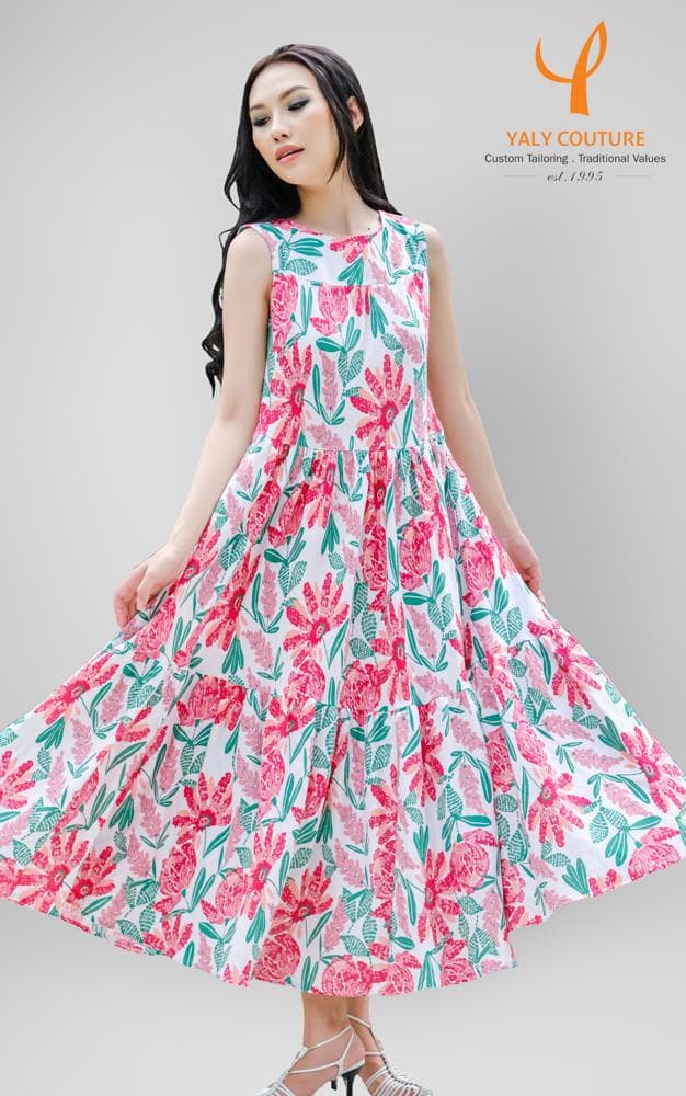ĐẦM MAXI LINEN HỌA TIẾT HOA