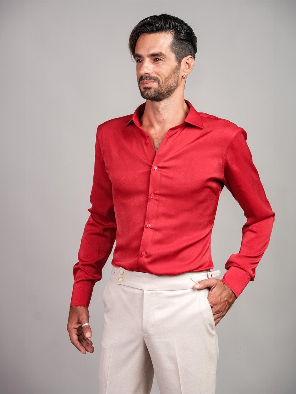 RED SILK SHIRT