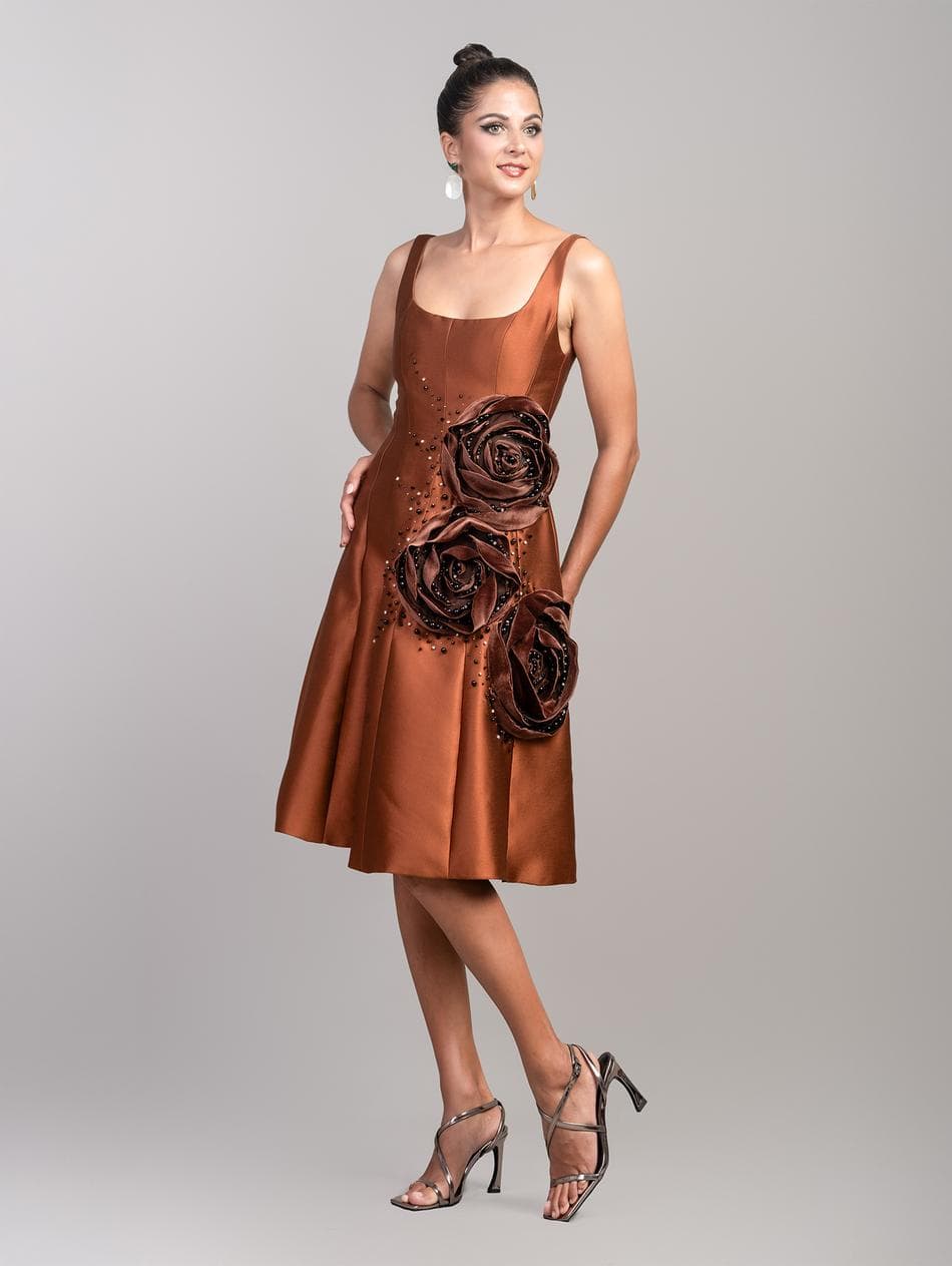 BLOOMS SILK BROCADE DRESS 