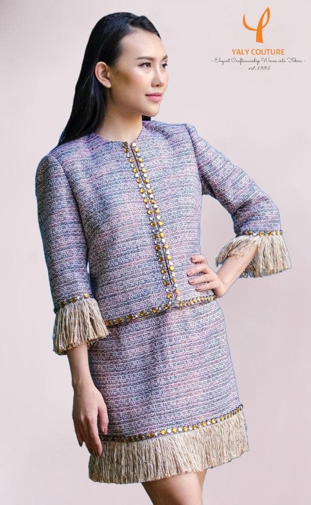 EMBELLISHED TWEED JACKET WITH FRINGES 