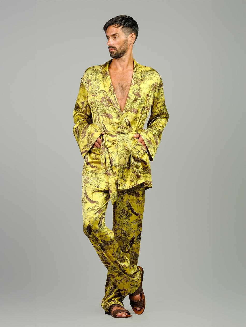 GOLDEN JUNGLE SATIN SILK PYJAMA SET