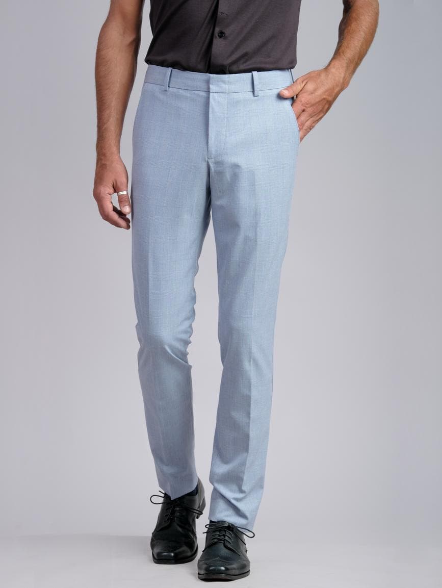 GREY CHECK ITALIAN WOOL SLIM-FIT TROUSERS