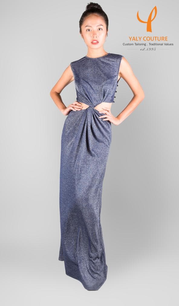TWISTED WAIST PLEATED ELASTIC DRESS