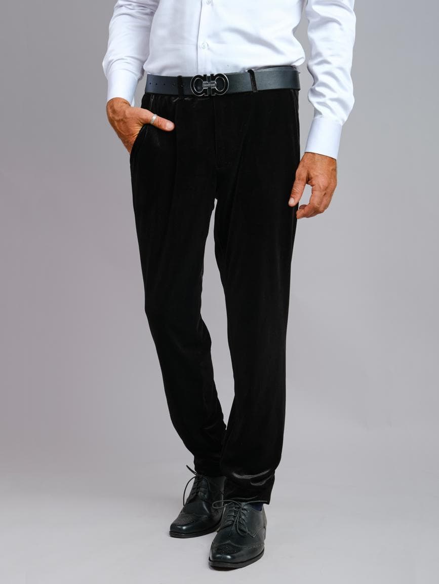 LUXURIOUS BLACK VELVET TROUSERS