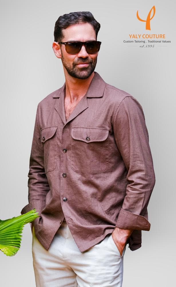 CASUAL BROWN LINEN SHIRT