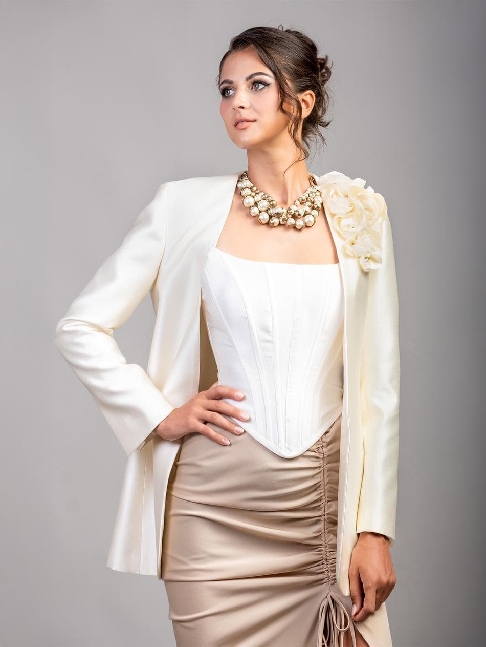 PEARL ELEGANCE FLORAL BROCADE JACKET 