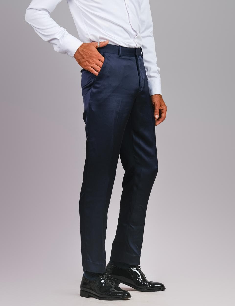 MIDNIGHT ELEGANCE SLIM-FIT TUXEDO TROUSERS