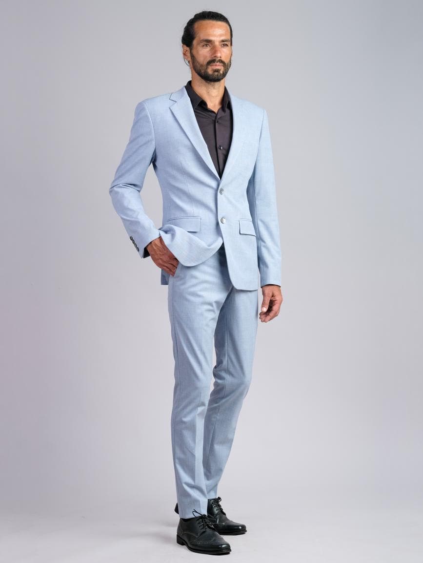 LUXURIOUS GREY CHECK WOOL 2-PIECE SUIT