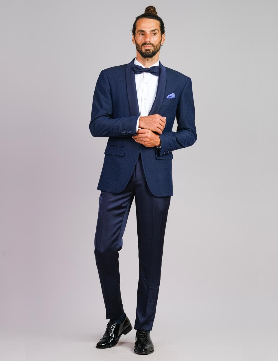 BỘ SUIT TUXEDO XANH CỔ BAU SAM