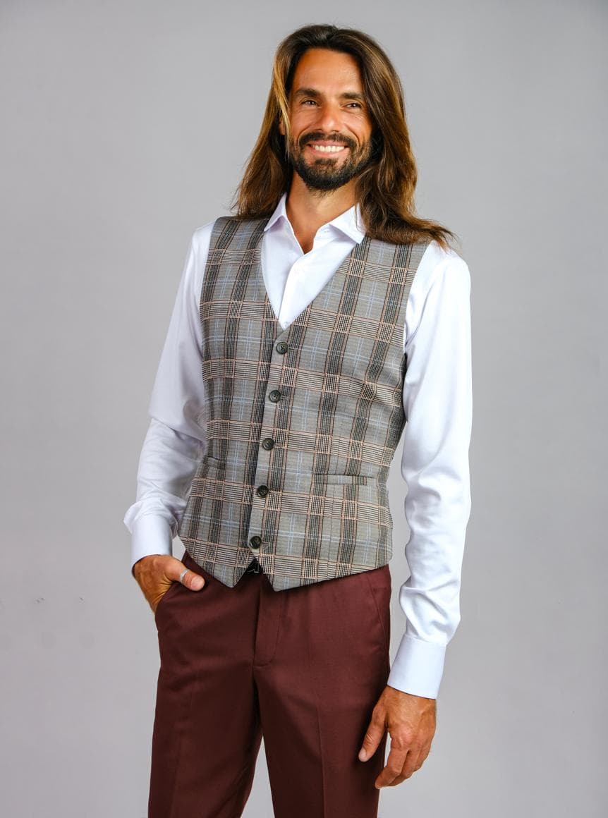 CLASSIC GREY CHECK WAISTCOAT