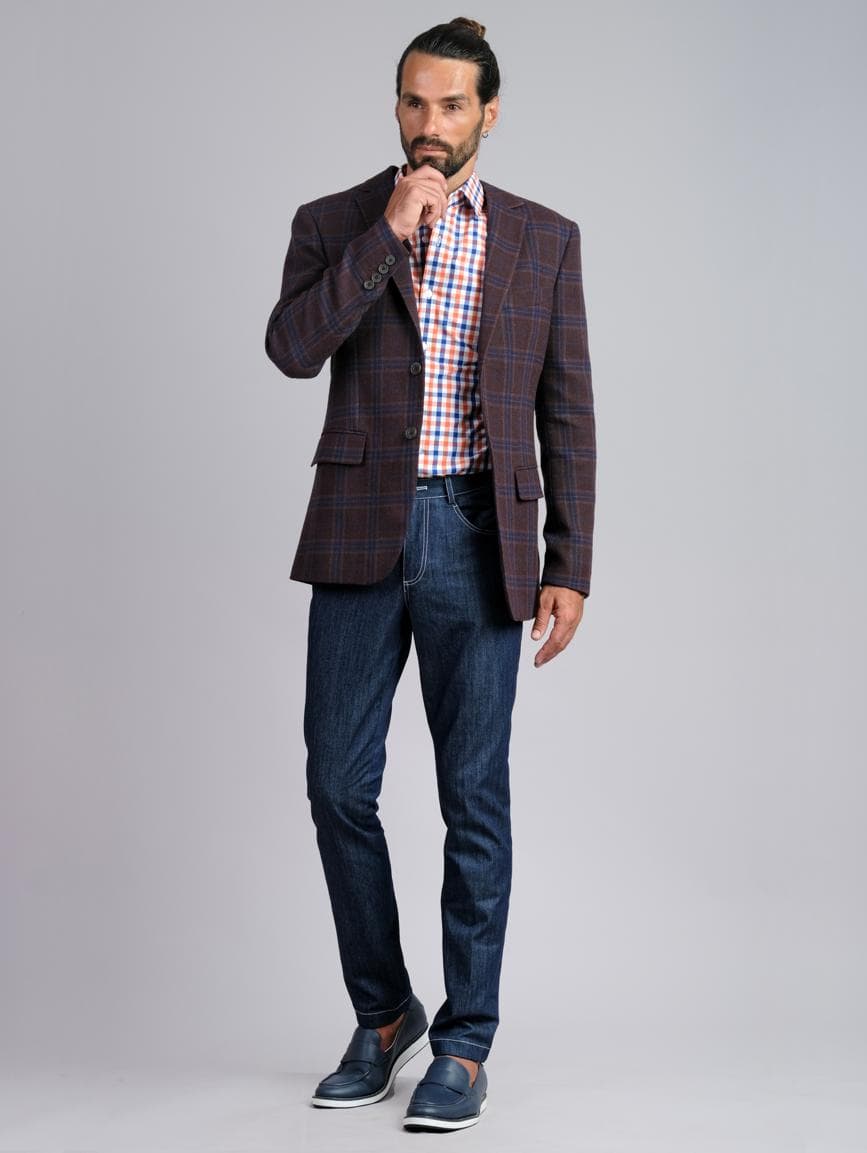 JACKET CARO XANH VÀ QUẦN JEANS ÔM