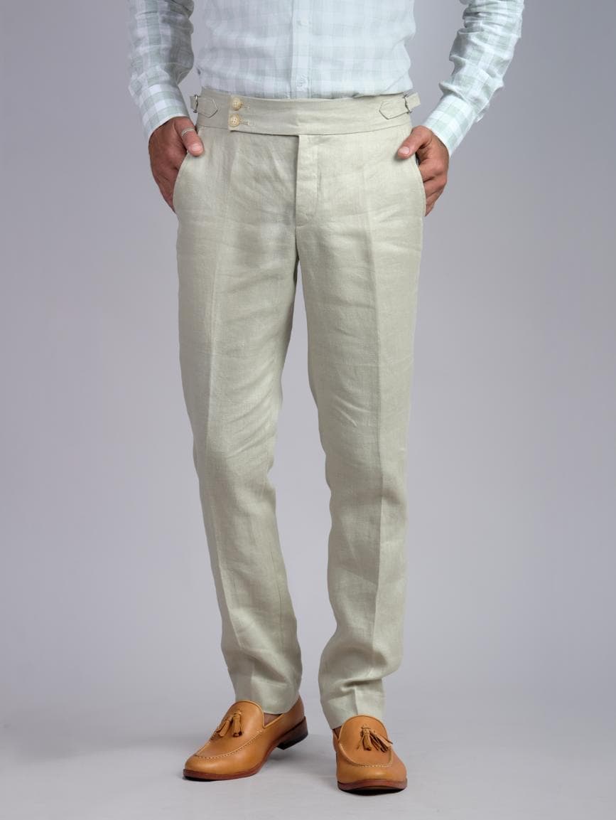 QUẦN LINEN MÀU BE DÁNG VỪA