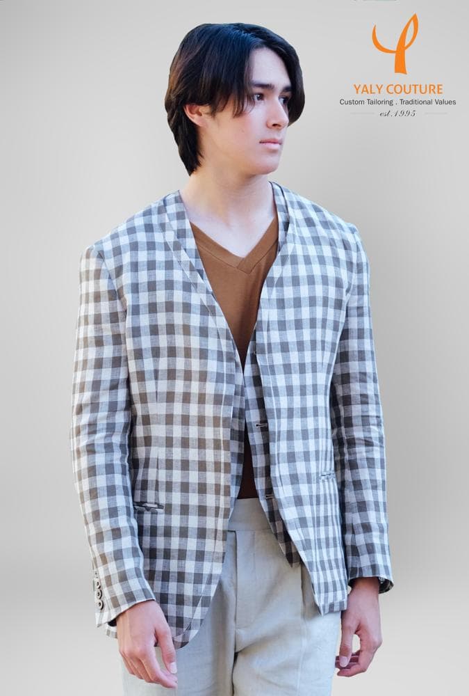 ÁO JACKET LINEN KẺ CARO