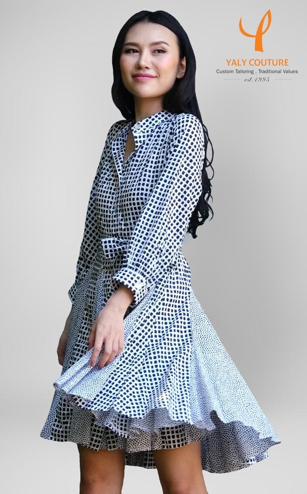 HAND-BATIKED COTTON SHIRT DRESS