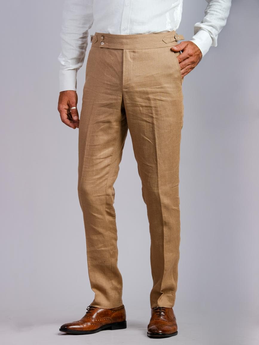 MODERN & STYLISH BEIGE LINEN TROUSERS