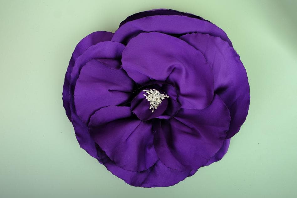 HAND-CRAFTED PURPLE BROCADE ROSE BUDS