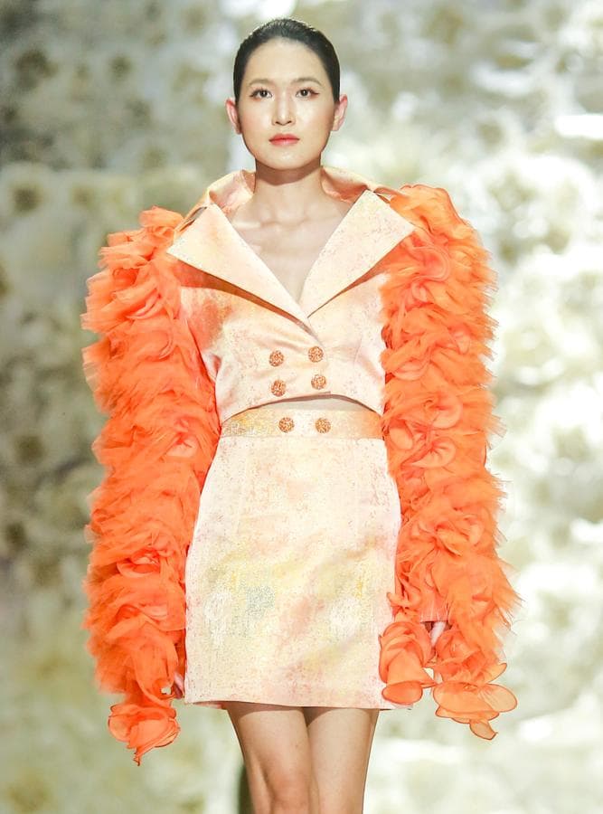 CROP BROCADE JACKET WITH EMBELLISHMENTS
