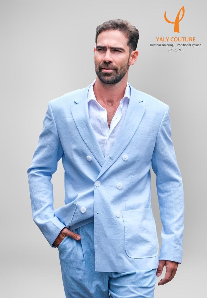 LOOSE FIT LIGHT BLUE LINEN JACKET