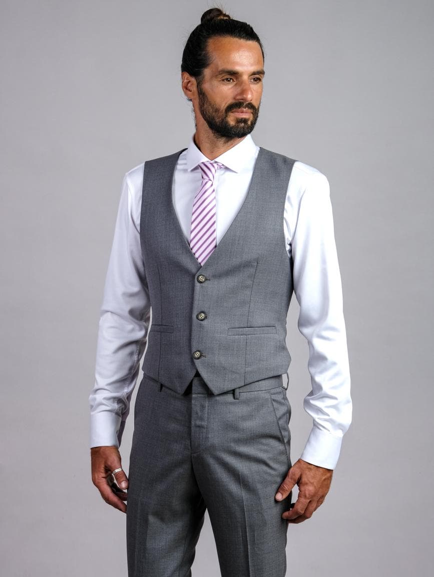 LUXURIOUS DARK GREY ITALIAN WOOL WAISTCOAT