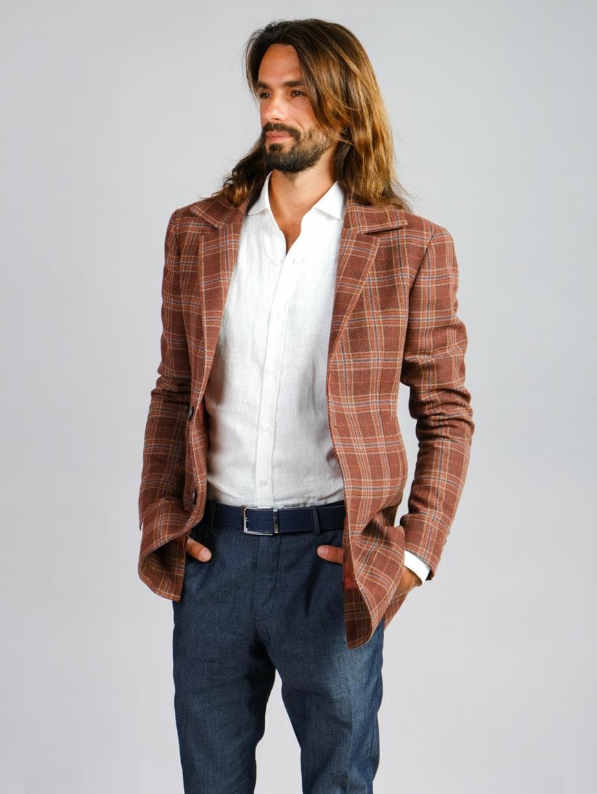 BROWN CHECKED JACKET 