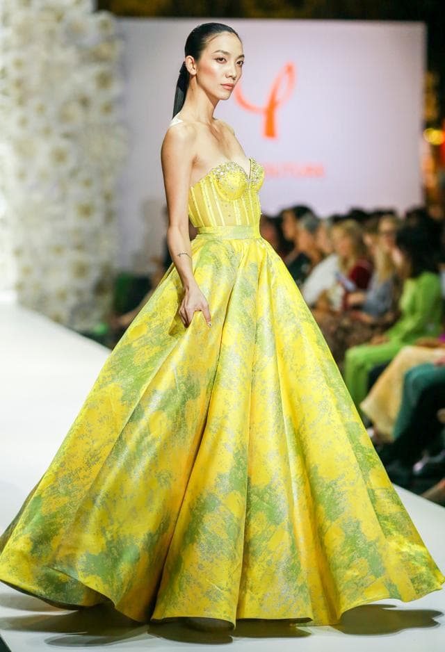 YELLOW & GREEN LONG BROCADE SKIRT 