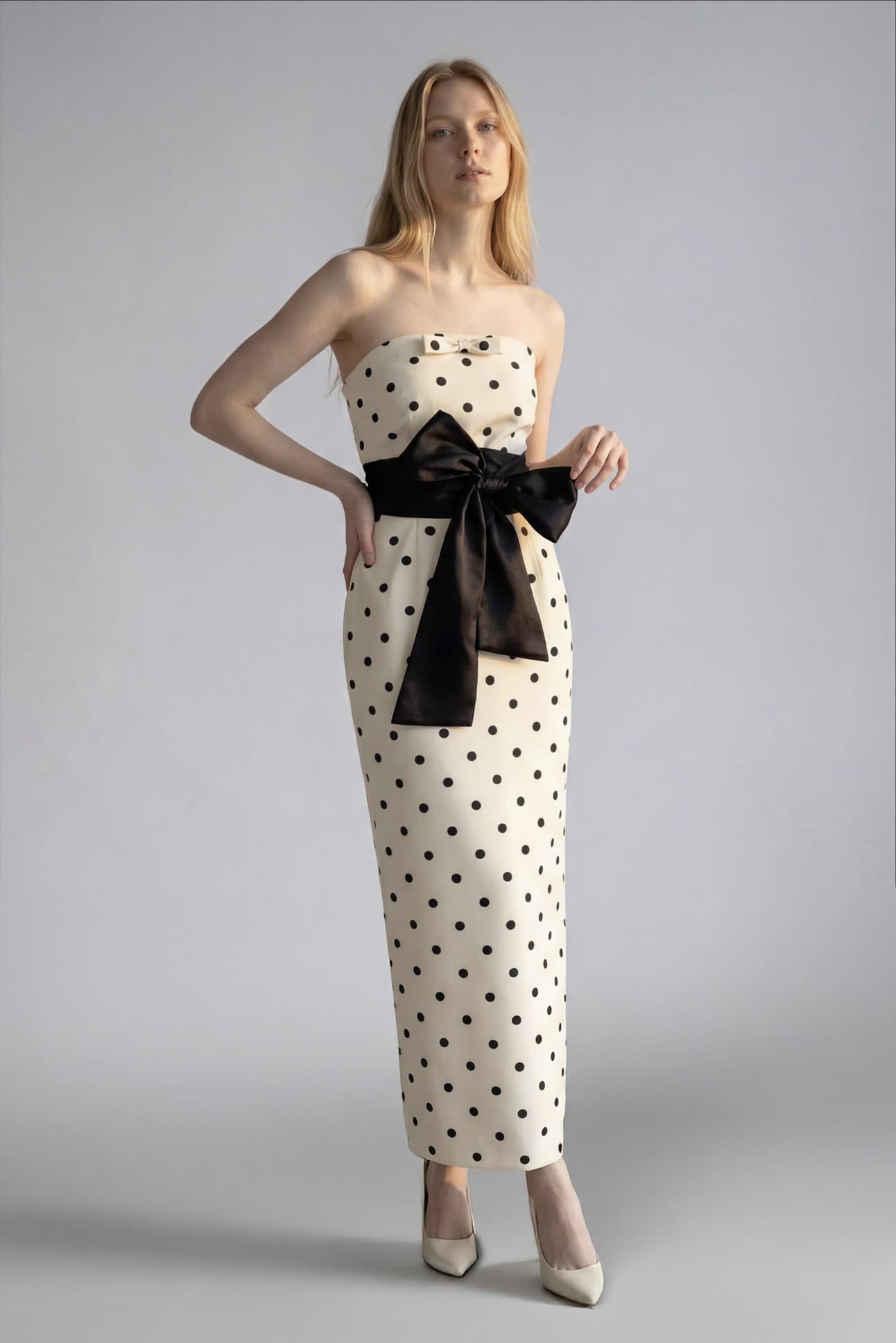 POLKA DOT COLUMN DRESS